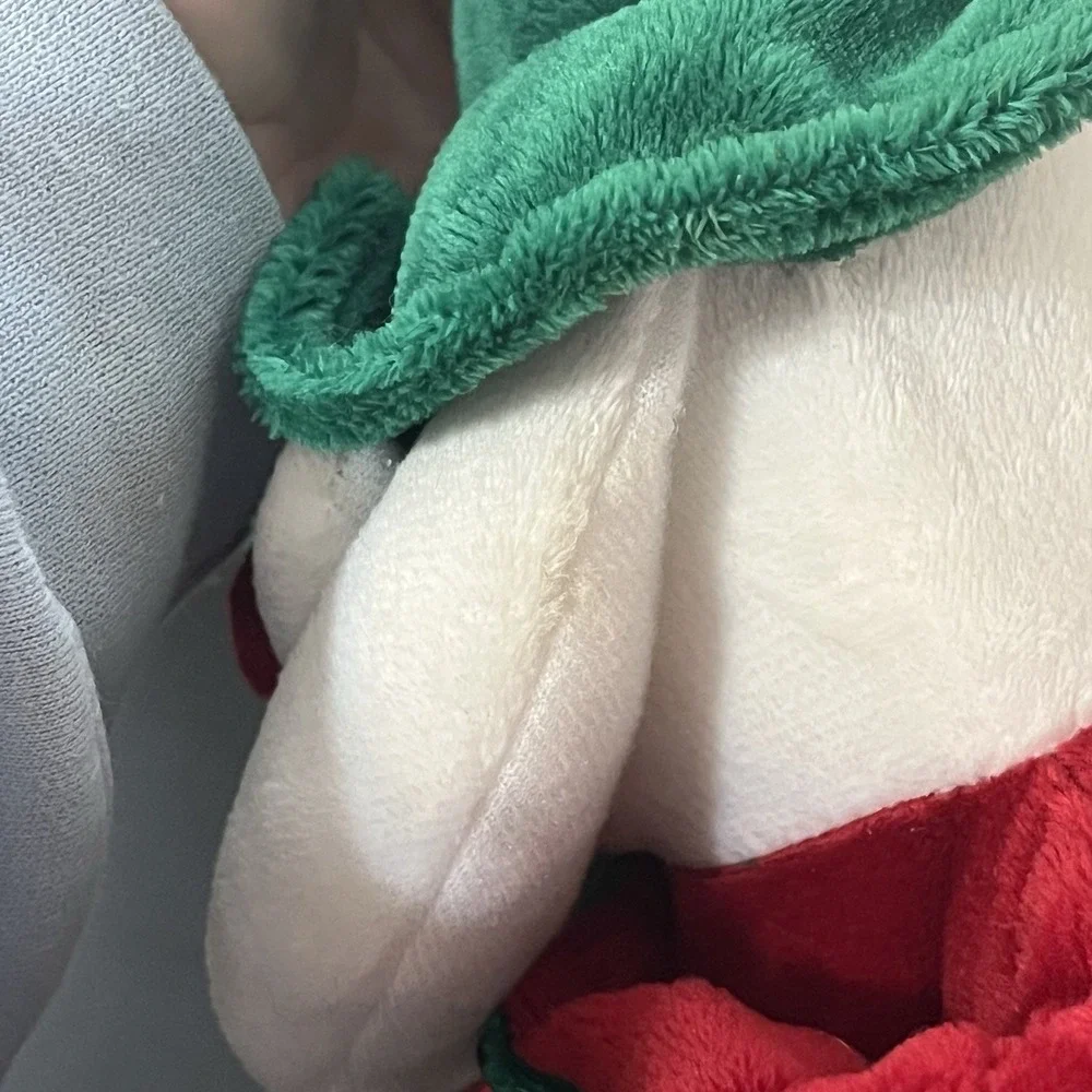 MERRY CHRISTMAS Plush Stocking Santa Claus 3D Head Green Velvet 18